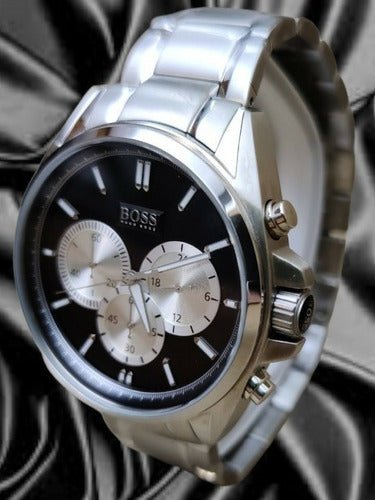Hugo Boss Driver Black Dial Silver Steel Strap Watch for Men - 1512883 Watches Hugo Boss   