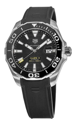 Tag Heuer Aquaracer Calibre 5 Automatic Black Dial Black Rubber Strap Watch for Men - WAY201A.FT6142 Watches Tag Heuer   