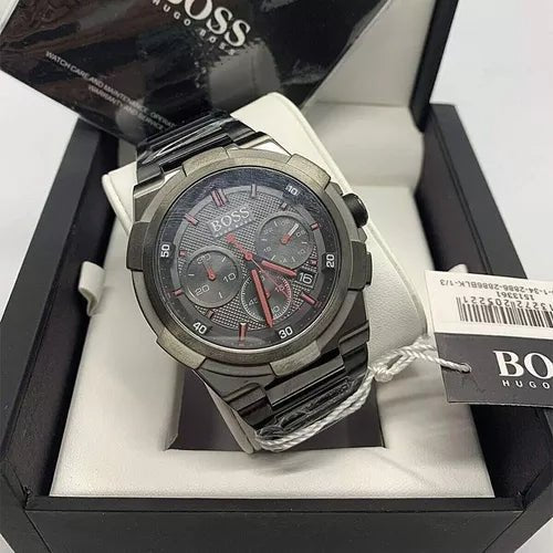 Hugo Boss Supernova Grey Dial Grey Steel Strap Watch for Men - 1513361 Watches Hugo Boss   