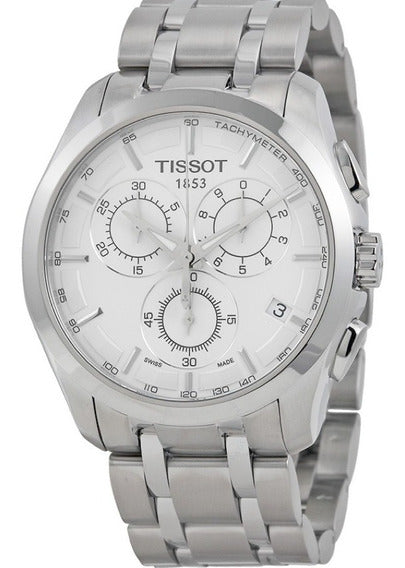 Tissot T Classic Couturier Chronograph White Stainless Steel Quartz Watch For Men - T101.617.11.031.00 Watches Tissot   