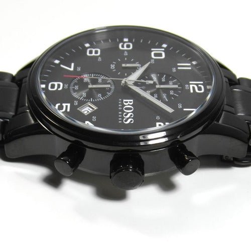 Hugo Boss Chronograph Black Dial Black Steel Strap Watch for Men - 1513180 Watches Hugo Boss   