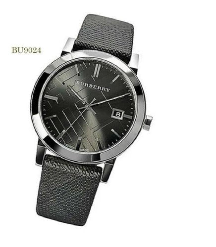 Burberry Heritage Grey Dial Black Leather Strap Watch for Men - BU9024 Watches Burberry   