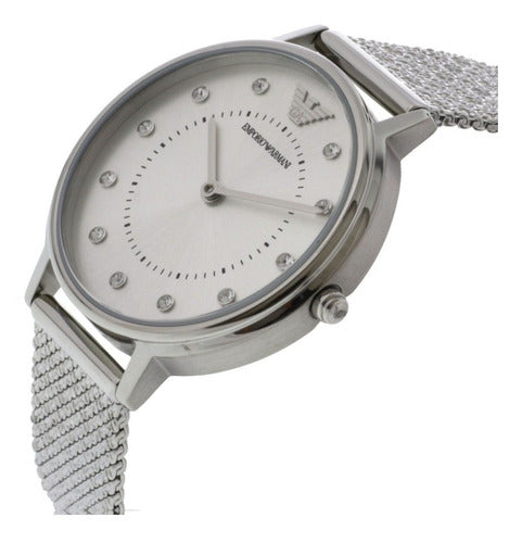 Emporio Armani Kappa Silver Dial Silver Mesh Bracelet Watch For Women - AR11128 Watches Emporio Armani   