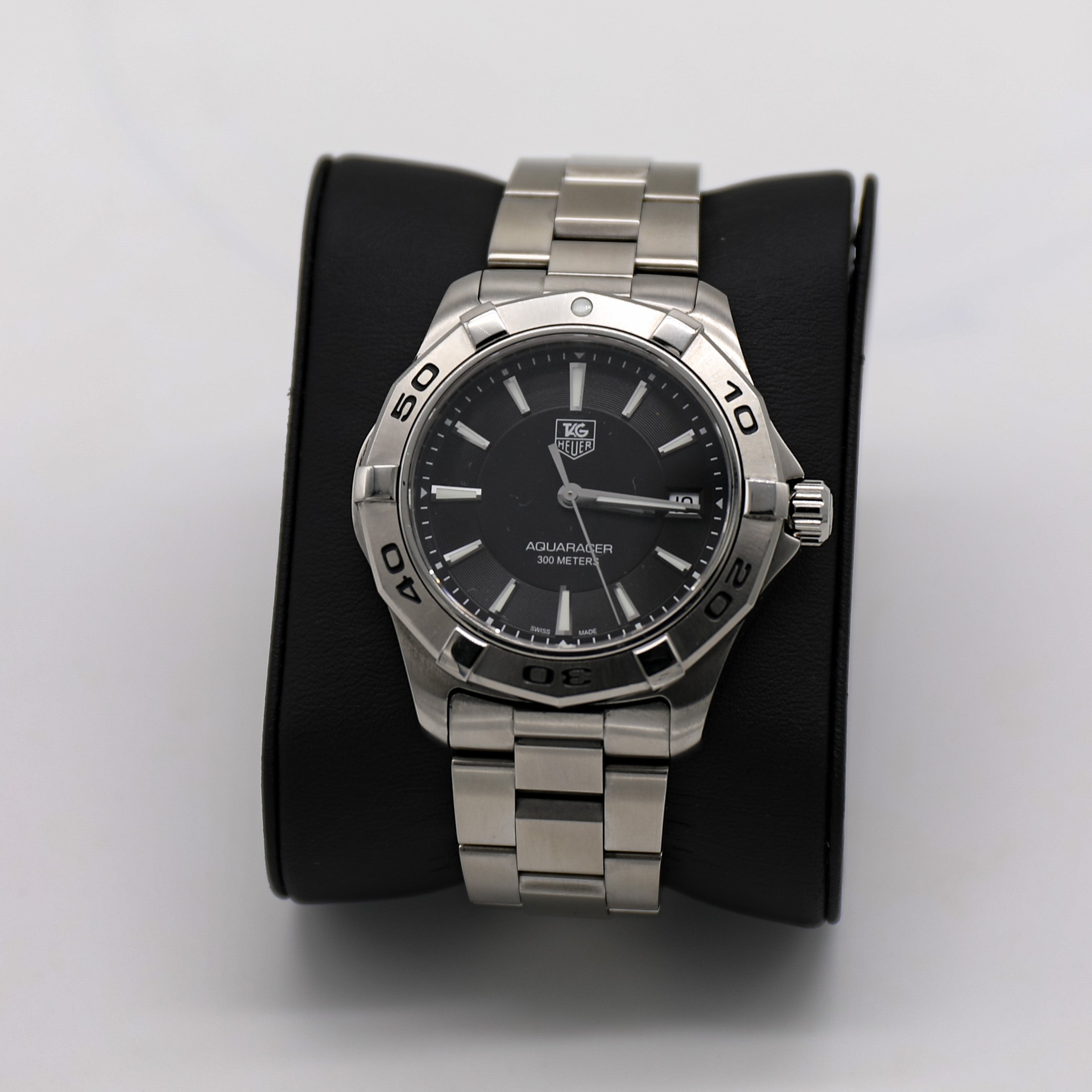 Tag Heuer Aquaracer 41mm Quartz Black Dial Silver Steel Strap Watch for Men - WAY1110.BA0928 Watches Tag Heuer   