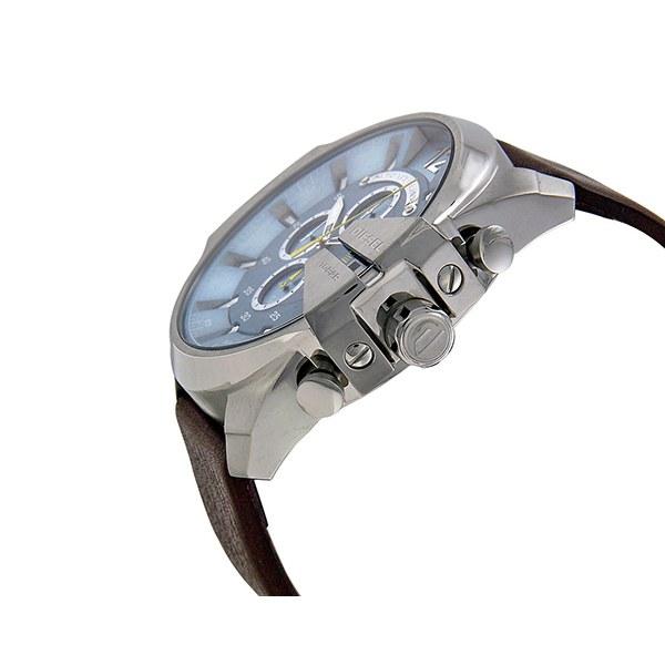 Diesel Mega Chief Light Blue Dial Brown Leather Strap Watch For Men - DZ4281 Watches Diesel   
