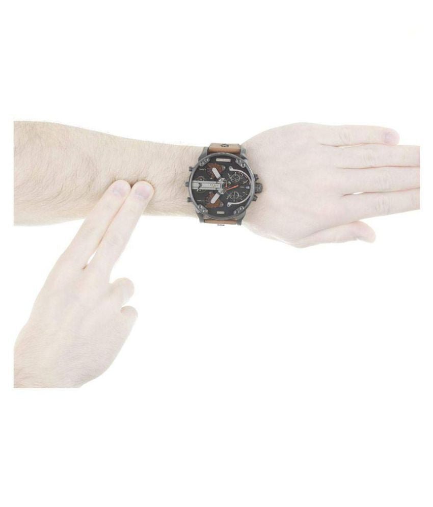 Diesel Mr Daddy 2.0 Black Dial Brown Leather Strap Watch For Men - DZ7332 Watches Diesel   