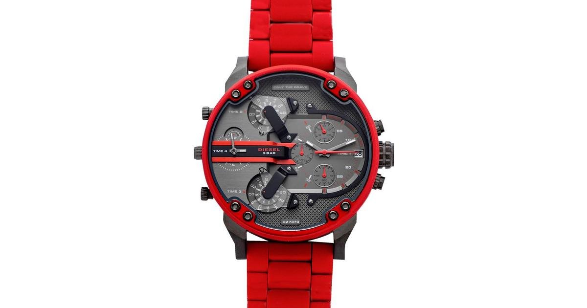 Diesel Mr Daddy 2.0 Black Dial Red Stainless Steel Watch For Men - DZ7370 Watches Diesel   