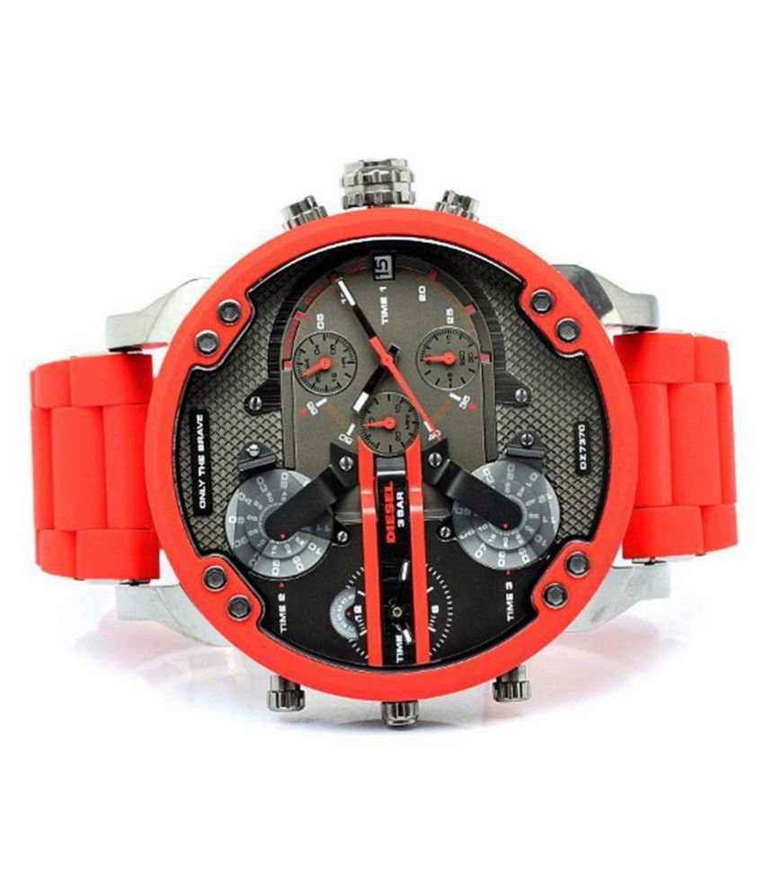 Diesel Mr Daddy 2.0 Black Dial Red Stainless Steel Watch For Men - DZ7370 Watches Diesel   