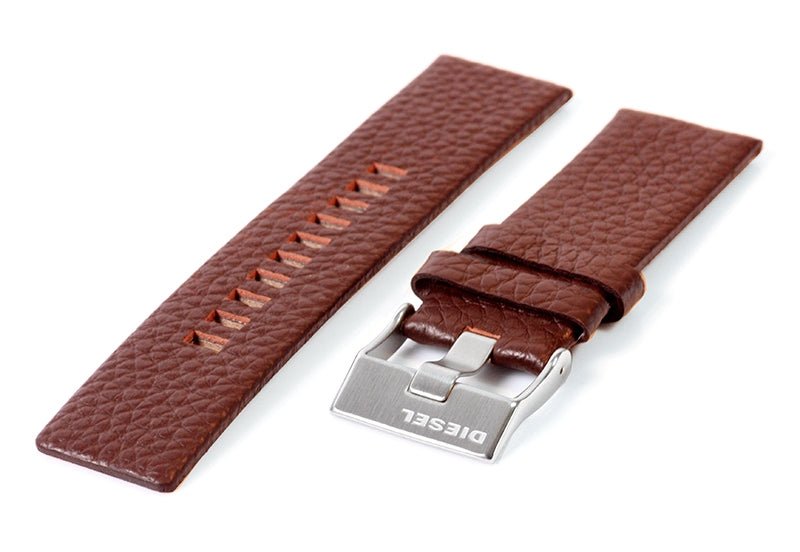 Diesel Mega Chief Black & Silver Round Dial Brown Leather Watch For Men - DZ4290 Watches Diesel   
