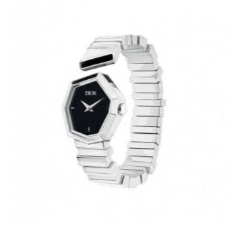 Dior Gem Dior Black Mother Of Pearl Dial Silver Steel Strap Watch For Women - CD18111X1005