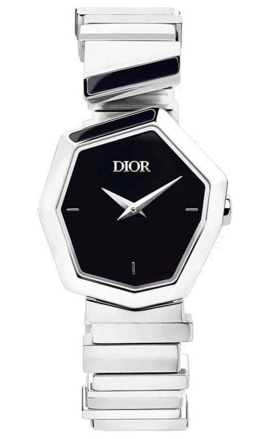 Dior Gem Dior Black Mother Of Pearl Dial Silver Steel Strap Watch For Women - CD18111X1005