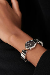 Dior Gem Dior Black Mother Of Pearl Dial Silver Steel Strap Watch For Women - CD18111X1005
