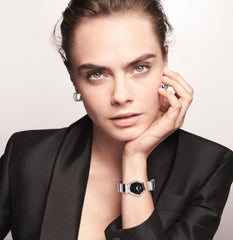 Dior Gem Dior Mother Of Pearl Diamonds Black Dial Silver Steel Strap Watch For Women - CD18111X1058
