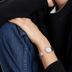 Dior Gem Dior Mother Of Pearl Diamonds White Dial White Leather Strap Watch For Women - CD18111X1006