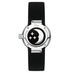 Dior La D De Dior Diamonds Black Dial Black Leather Strap Watch For Women - CD047170A005 0000