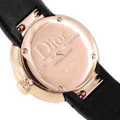 Dior La D De Dior Diamonds Black Dial Black Leather Strap Watch For Women - CD047170A005 0000
