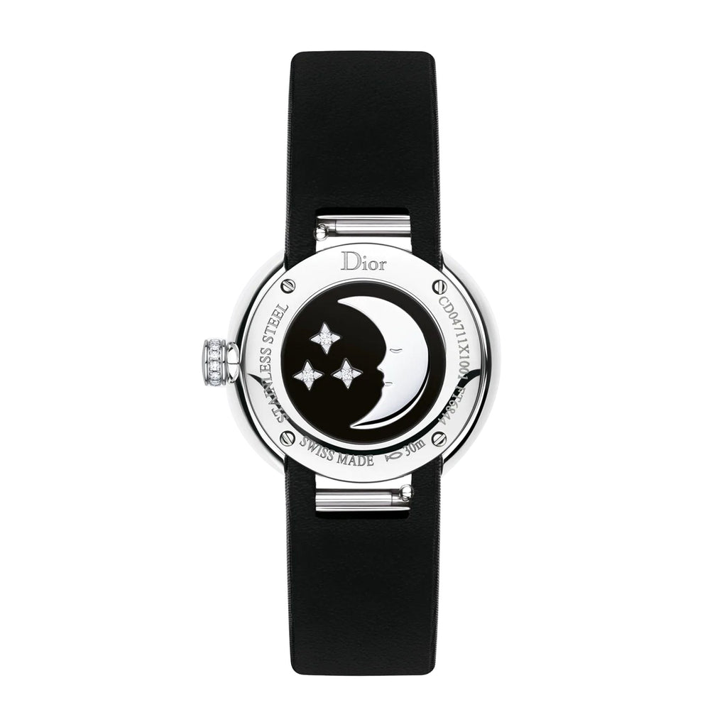 Dior La D De Dior Dior Rose Céleste Diamonds Mother Of Pearl Dial Black Leather Strap Watch For Women - CD04711X1001 0000