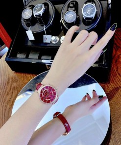 Swarovski Passage Chrono Red Dial Red Leather Strap Watch for Women - 5580345 Watches Swarovski   