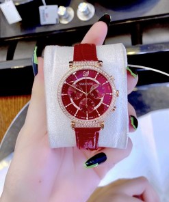 Swarovski Passage Chrono Red Dial Red Leather Strap Watch for Women - 5580345 Watches Swarovski   