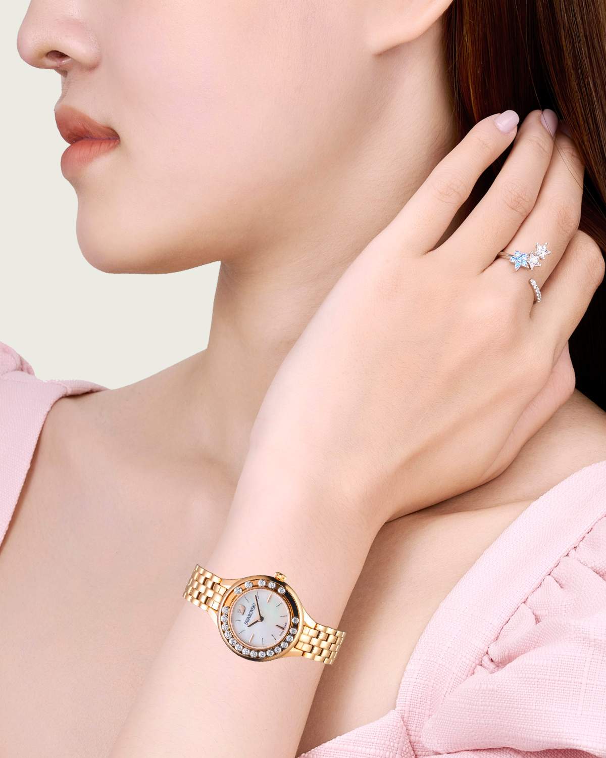 Swarovski Lovely Crystals Mother of Pearl Dial Rose Gold Steel Strap Watch for Women - 5261496 Watches Swarovski   