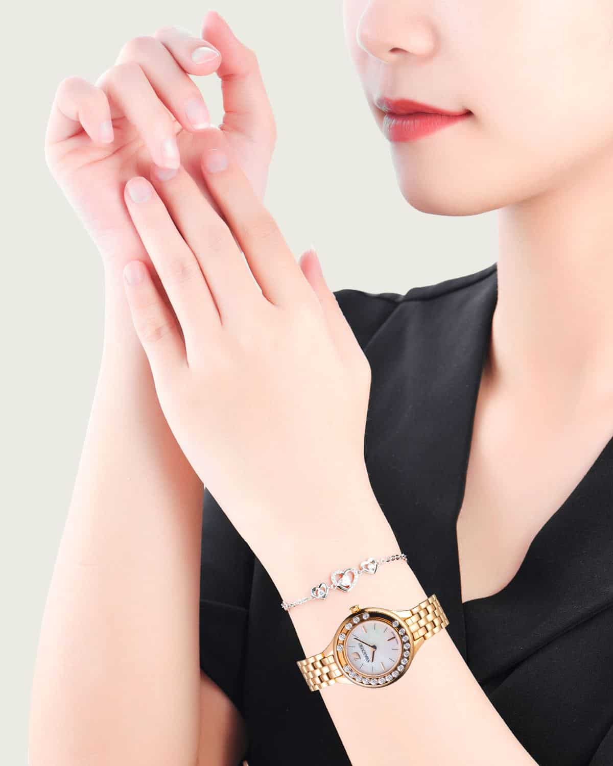 Swarovski Lovely Crystals Mother of Pearl Dial Rose Gold Steel Strap Watch for Women - 5261496 Watches Swarovski   
