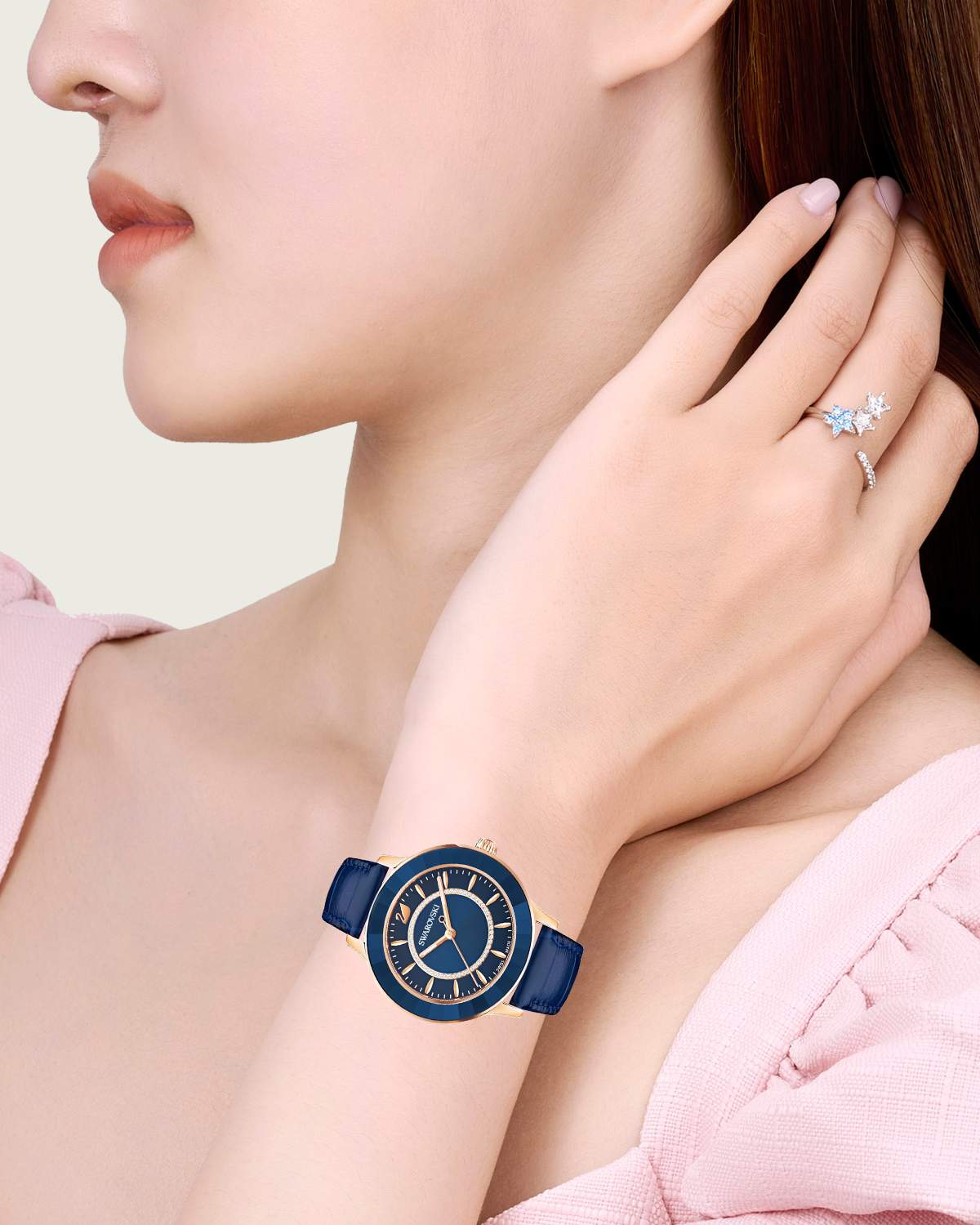 Swarovski Octea Lux Blue Dial Blue Leather Strap Watch for Women - 5414413 Watches Swarovski   