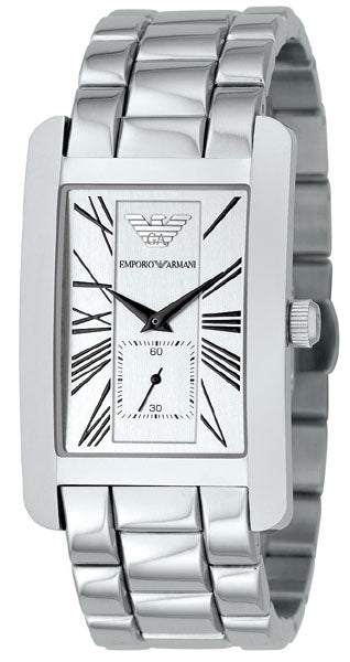 Emporio Armani White Dial Silver Stainless Steel Strap Watch For Men - AR0145 Watches Emporio Armani   