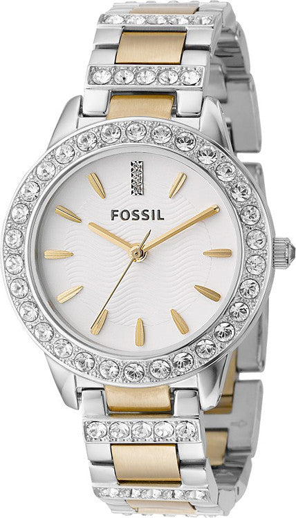 Fossil Jesse White Dial Two Tone Steel Strap Watch for Women - ES2409 Watches Fossil   