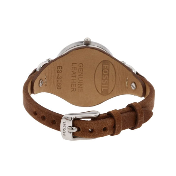 Fossil Georgia White Dial Brown Leather Strap Watch for Women - ES3060 Watches Fossil   