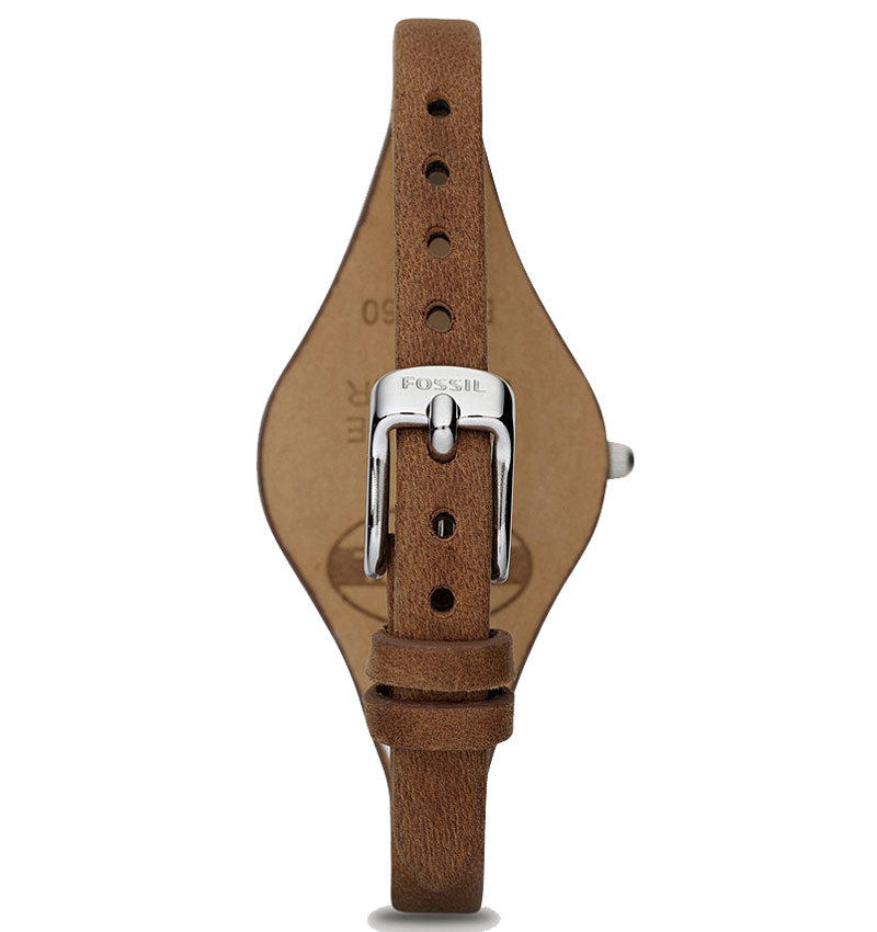 Fossil Georgia White Dial Brown Leather Strap Watch for Women - ES3060 Watches Fossil   