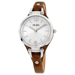 Fossil Georgia White Dial Brown Leather Strap Watch for Women - ES3060 Watches Fossil   