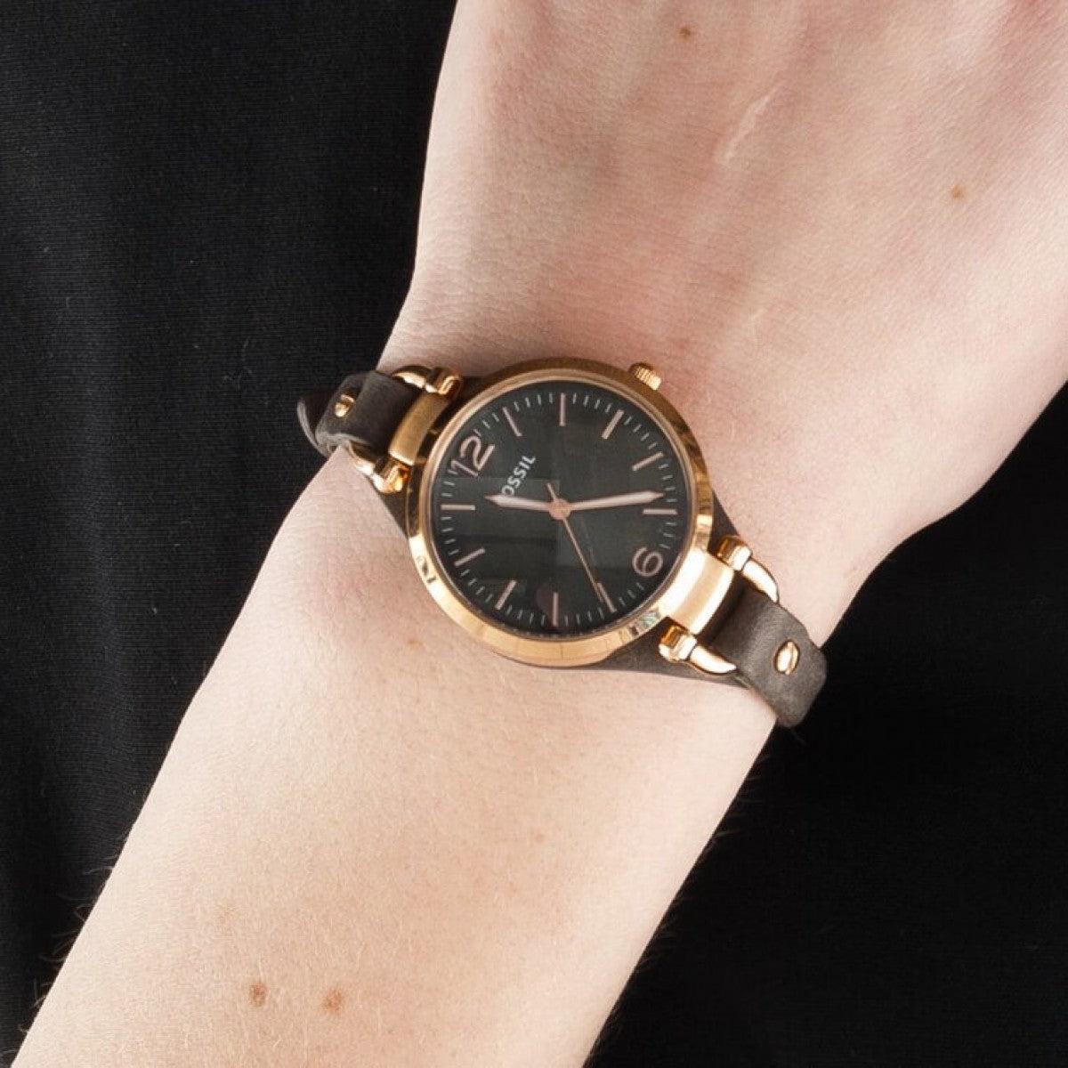 Fossil Georgia Smoke Grey Dial Grey Leather Strap Watch for Women - ES3077 Watches Fossil   