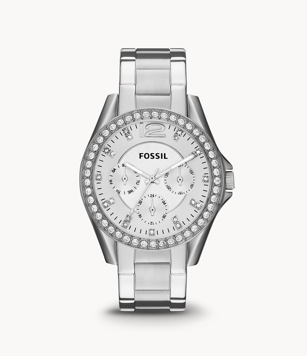 Fossil Riley Multifunction Silver Dial Silver Steel Strap Watch for Women - ES3202 Watches Fossil   