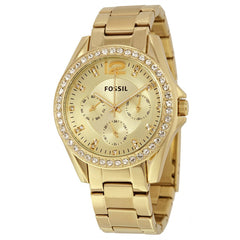 Fossil Riley Gold Dial Gold Steel Strap Watch for Women - ES3203 Watches Fossil   