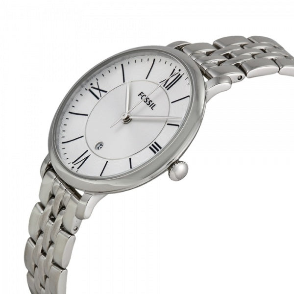 Fossil Jacqueline White Dial Silver Steel Strap Watch for Women - ES3433 Watches Fossil   