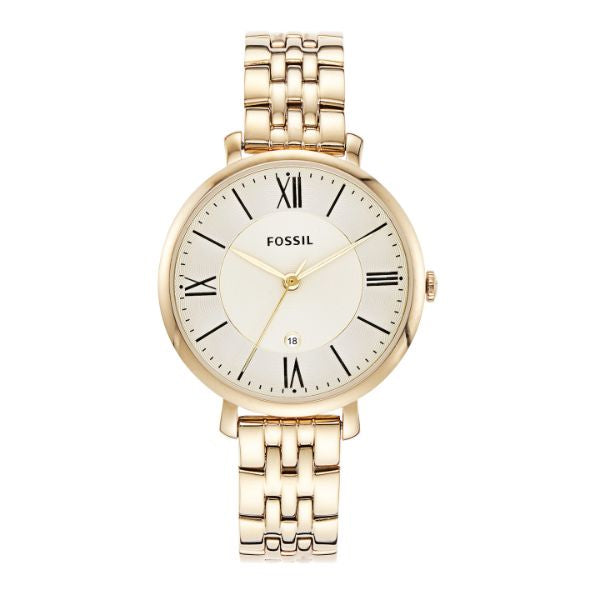 Fossil Jacqueline White Dial Gold Steel Strap Watch for Women - ES3434 Watches Fossil   