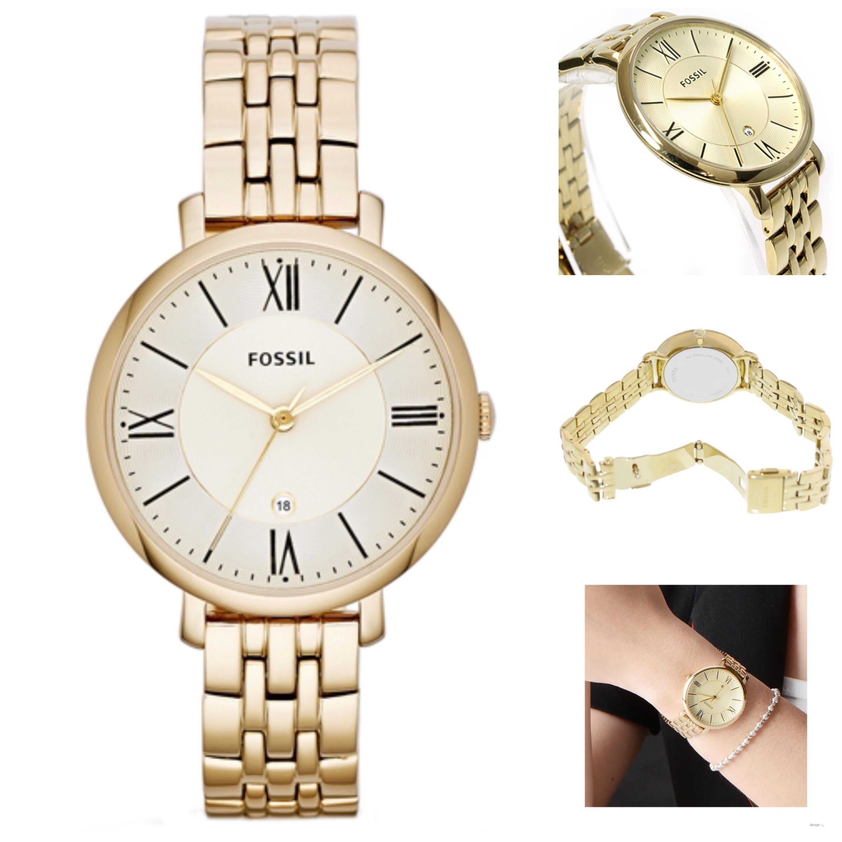 Fossil Jacqueline White Dial Gold Steel Strap Watch for Women - ES3434 Watches Fossil   