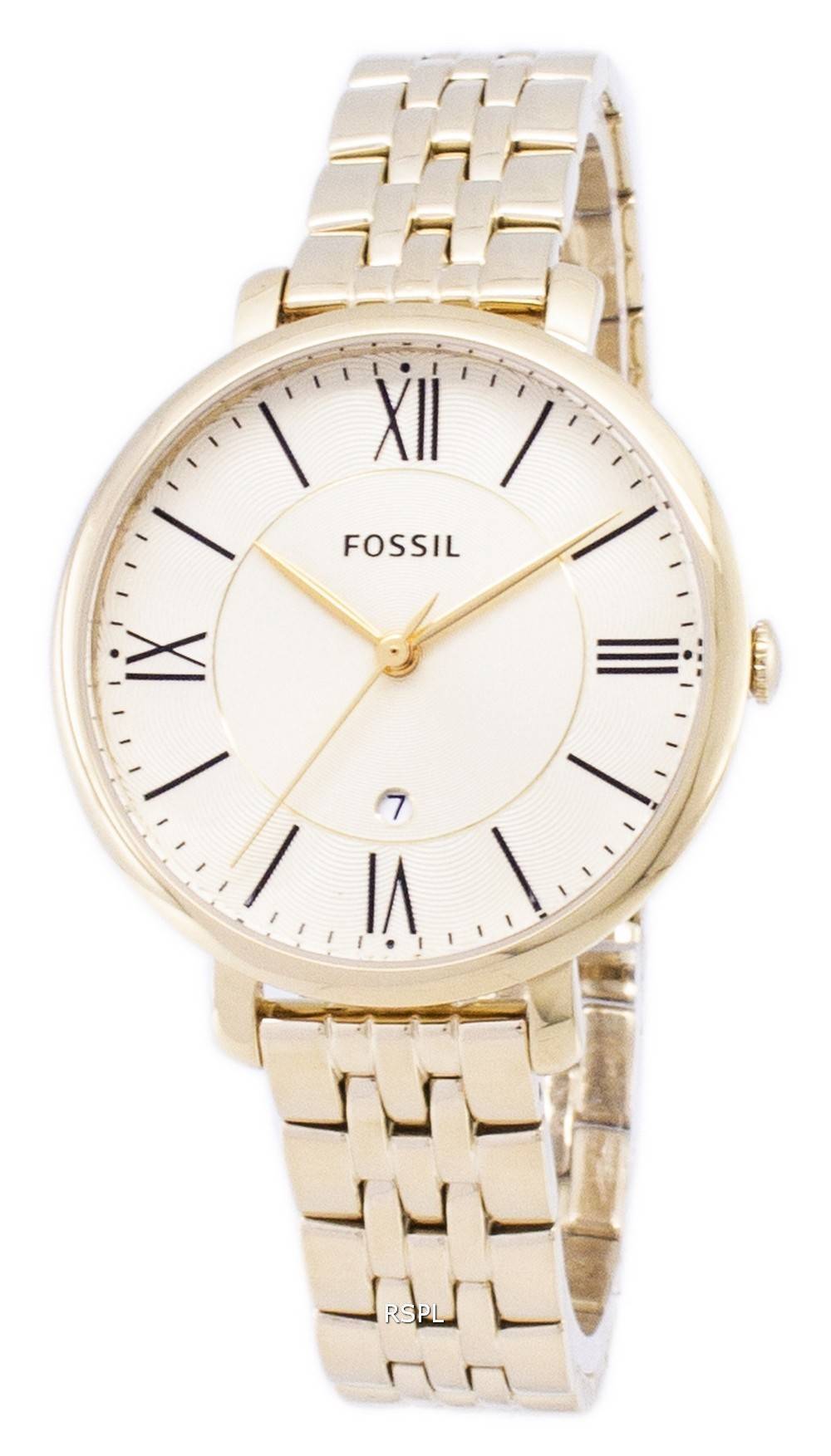 Fossil Jacqueline White Dial Gold Steel Strap Watch for Women - ES3434 Watches Fossil   