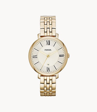 Fossil Jacqueline White Dial Gold Steel Strap Watch for Women - ES3434 Watches Fossil   