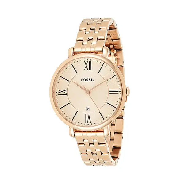 Fossil Jacqueline Rose Gold Dial Rose Gold Steel Strap Watch for Women - ES3435 Watches Fossil   