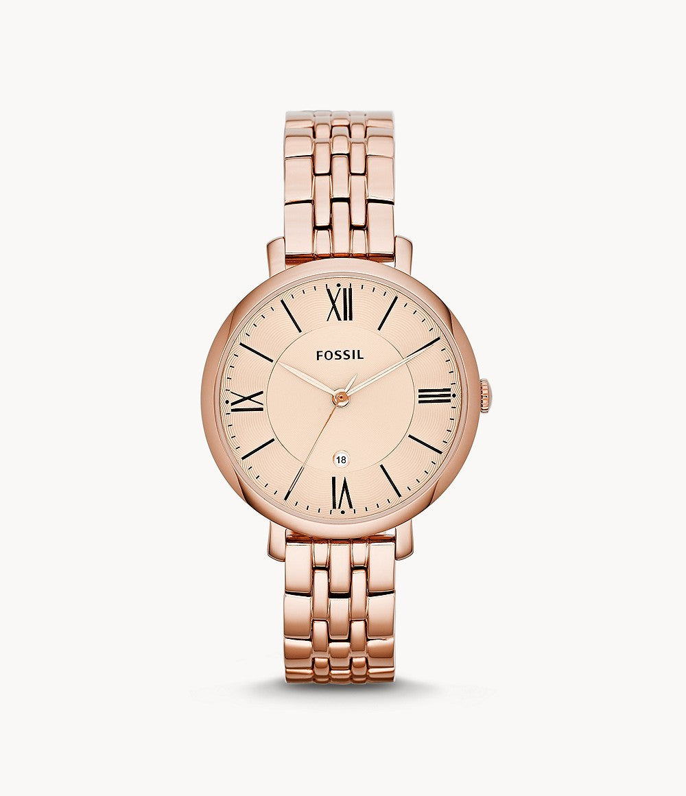 Fossil Jacqueline Rose Gold Dial Rose Gold Steel Strap Watch for Women - ES3435 Watches Fossil   