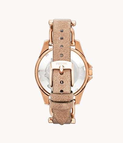 Fossil Riley White Dial Sand Leather Strap Watch for Women - ES3466 Watches Fossil   