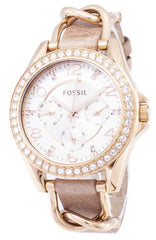 Fossil Riley White Dial Sand Leather Strap Watch for Women - ES3466 Watches Fossil   