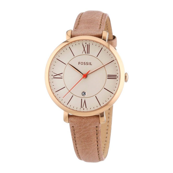 Fossil Jacqueline White Dial Sand Leather Strap Watch for Women - ES3487 Watches Fossil   