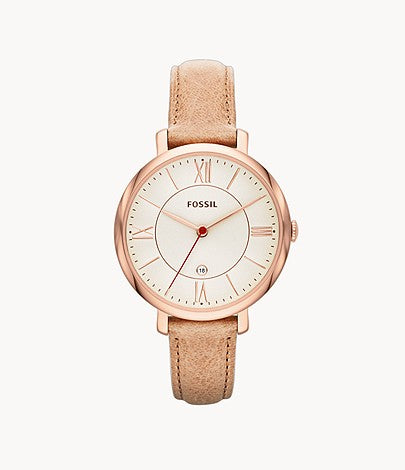 Fossil Jacqueline White Dial Sand Leather Strap Watch for Women - ES3487 Watches Fossil   