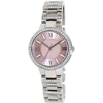 Fossil Virginia Pink Dial Silver Steel Strap Watch for Women - ES3504 Watches Fossil   