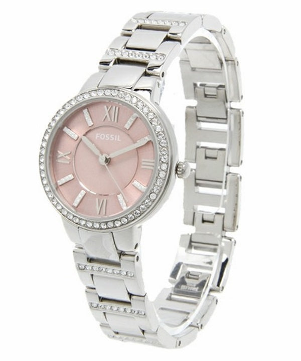 Fossil Virginia Pink Dial Silver Steel Strap Watch for Women - ES3504 Watches Fossil   