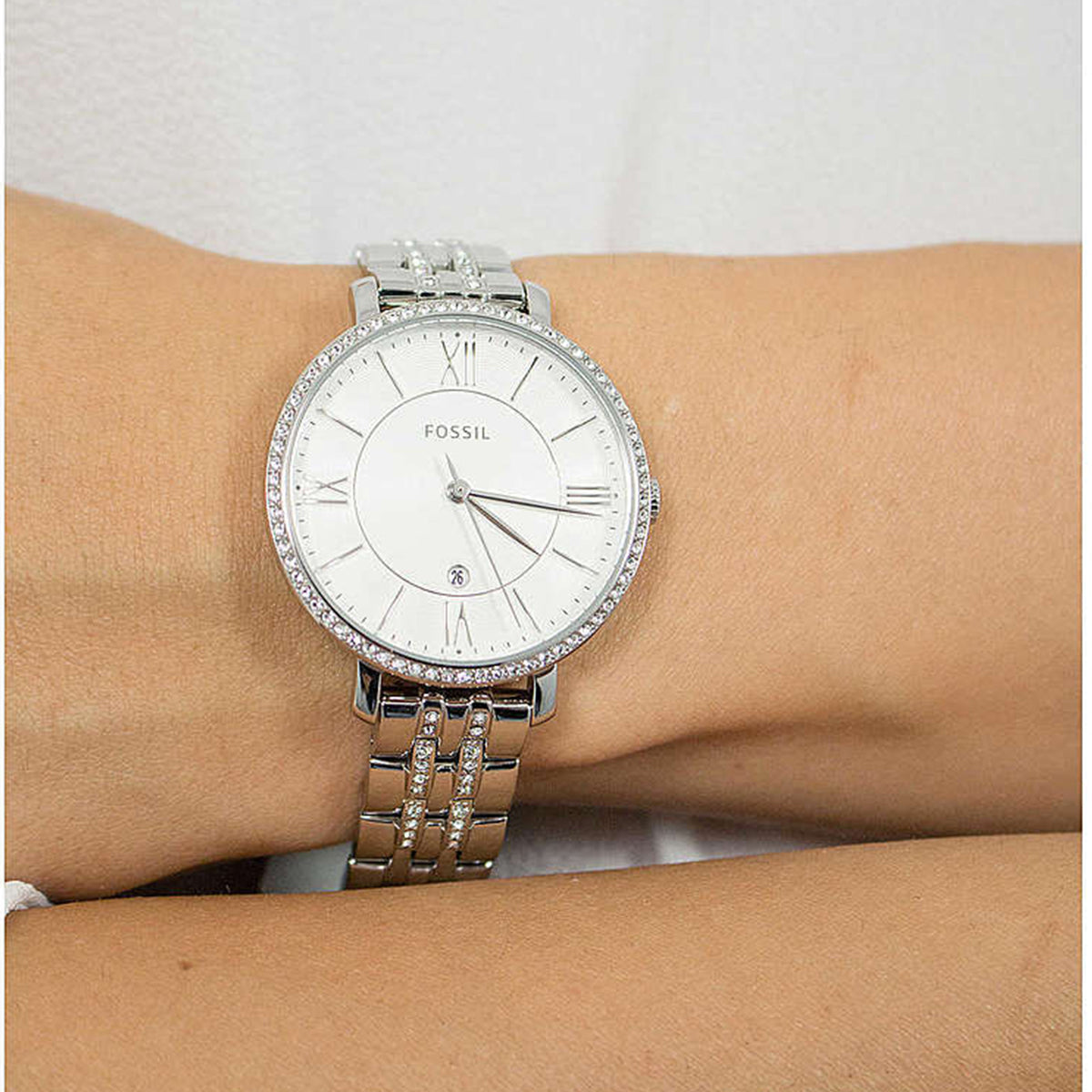 Fossil Jacqueline White Dial Silver Steel Strap Watch for Women - ES3545 Watches Fossil   