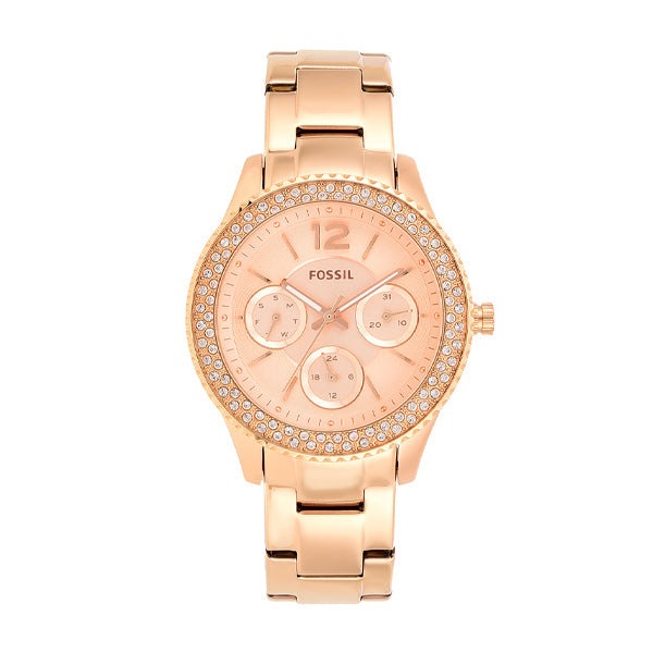 Fossil Stella Rose Gold Dial Rose Gold Steel Strap Watch for Women - ES3590 Watches Fossil   