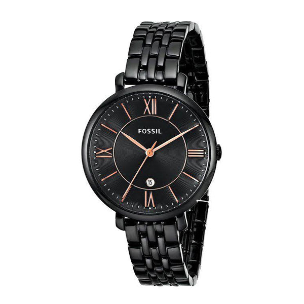 Fossil Jacqueline Black Dial Black Mesh Bracelet Watch for Women - ES3614 Watches Fossil   